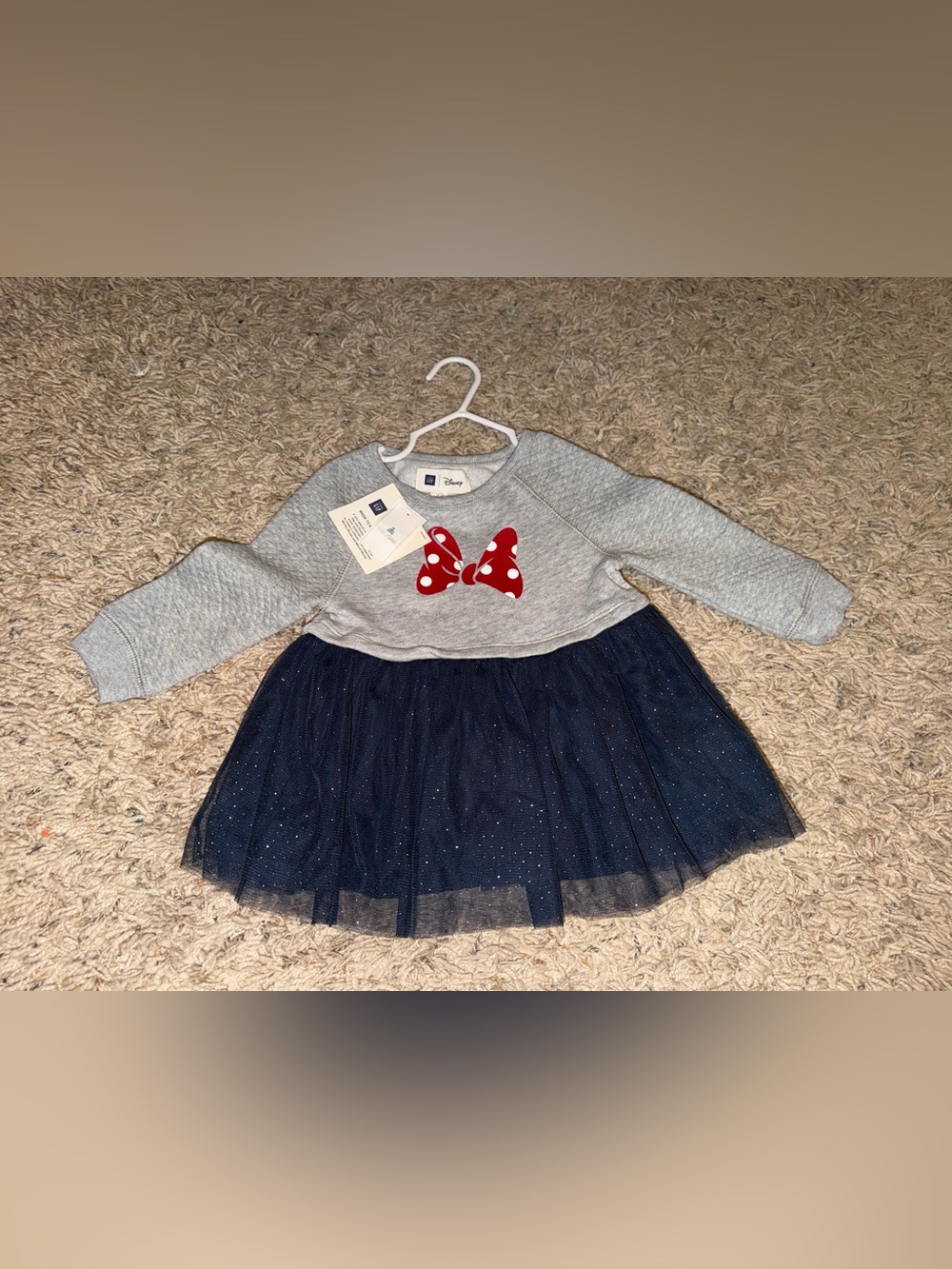 Baby GAP x Disney Gray Minnie Mouse Sweatshirt dress with matching bloomers